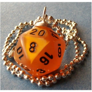 Dungeons and Dragons D20 Dice Pendant Velvet Orange Geek Gamer DnD Role Playing RPG image 3