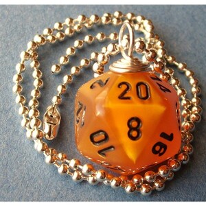 Dungeons and Dragons D20 Dice Pendant Velvet Orange Geek Gamer DnD Role Playing RPG image 4