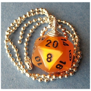 Dungeons and Dragons D20 Dice Pendant Velvet Orange Geek Gamer DnD Role Playing RPG image 1