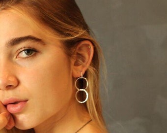 Double Circle Hoop earring | Double hoop | hammered hoop  E-048