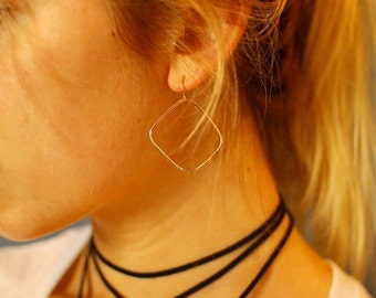 Pillow Hoops | Hoop Earrings | Square Hoop