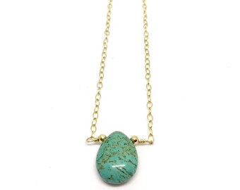 Turquoise Teardrop Necklace  N-126