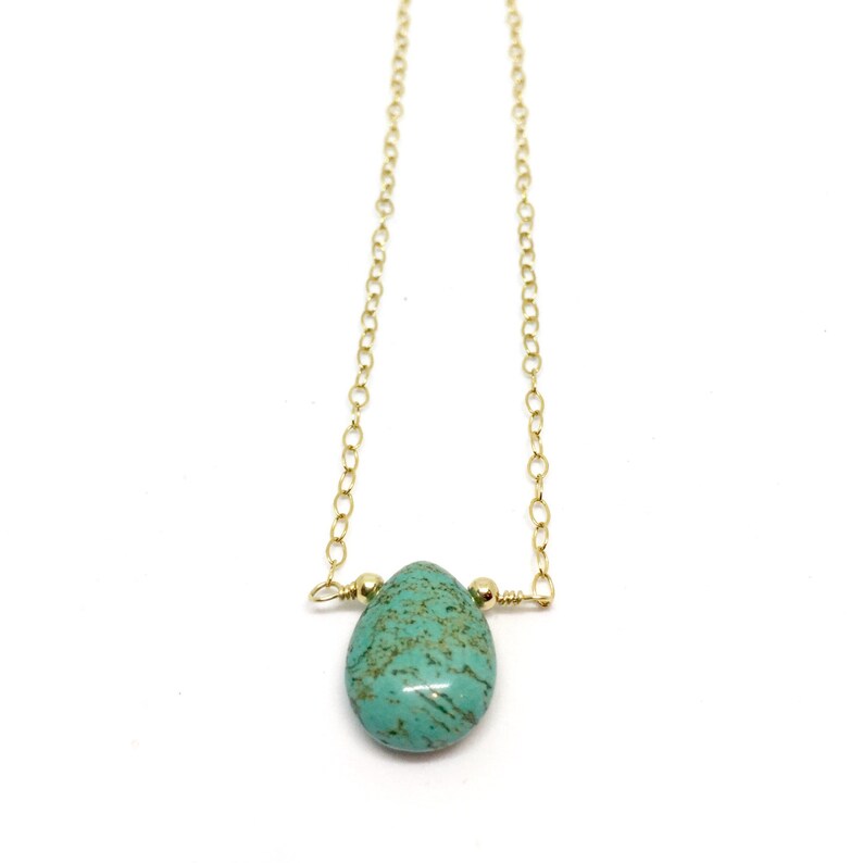 Turquoise Teardrop Necklace N-126 image 1