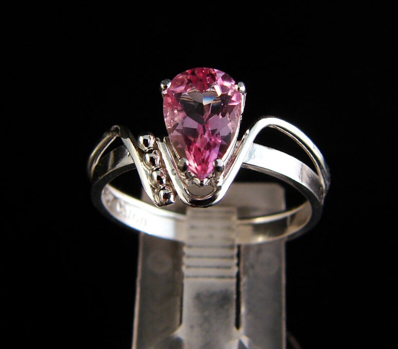 Zinged Pink Topaz Gemstone Ring - Etsy Canada
