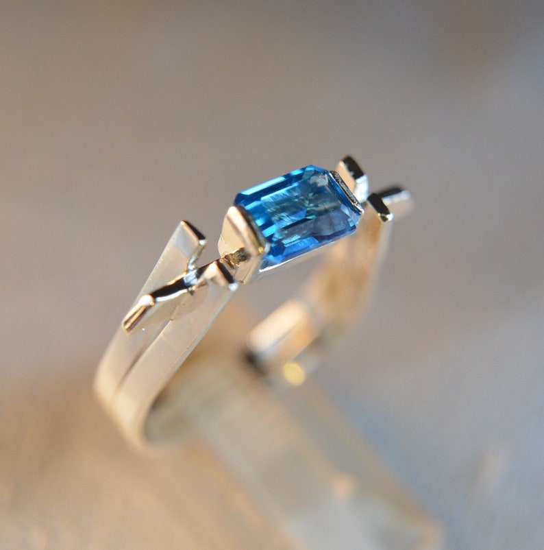 Sterling Silver artisan made gemstone ring Brooklyn Blue Topaz