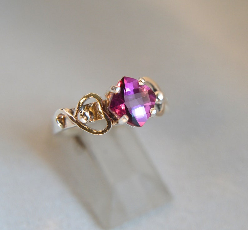 Valentine rosa Topas, Sterling Silber-Edelstein-Ring, Handarbeit Bild 3