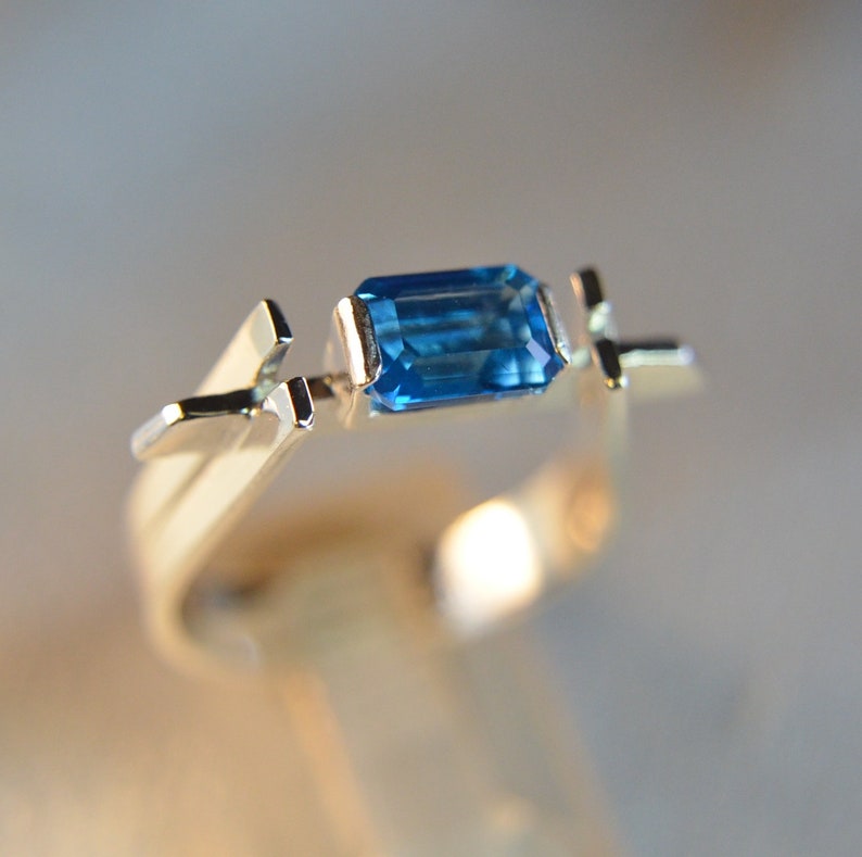 Sterling Silver artisan made gemstone ring Brooklyn Blue Topaz