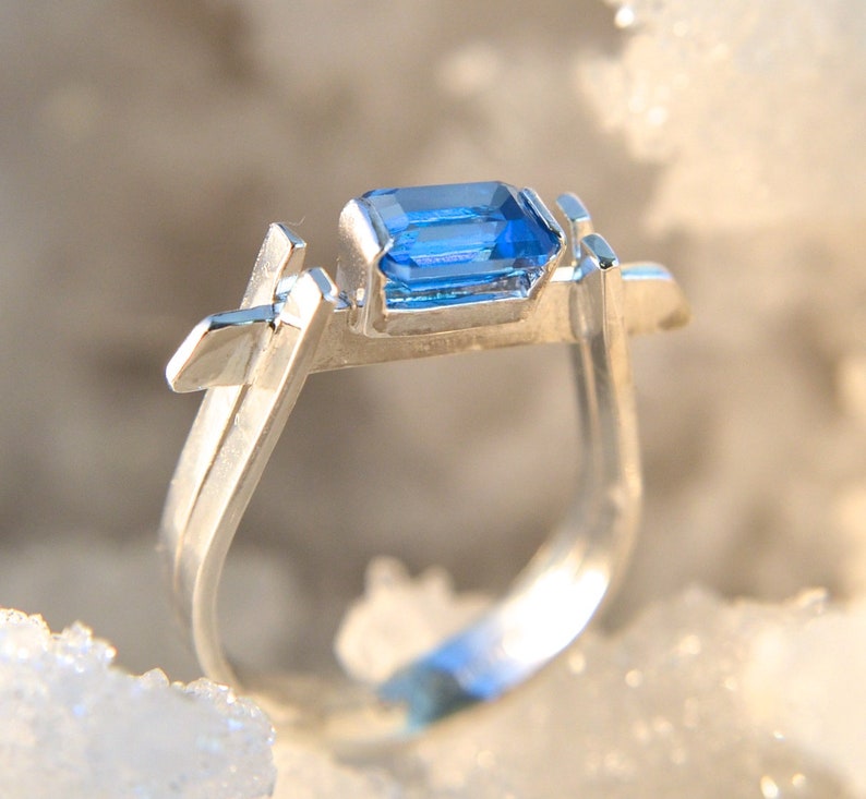 Sterling Silver artisan made gemstone ring Brooklyn Blue Topaz