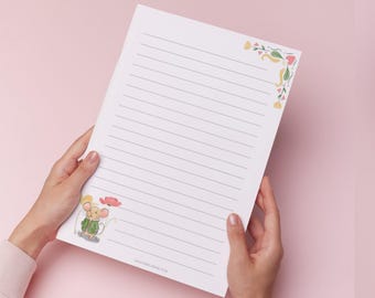 Cute Mouse Letter Writing Paper – A4 or A5 Lined or Unlined with Envelopes & Stickers