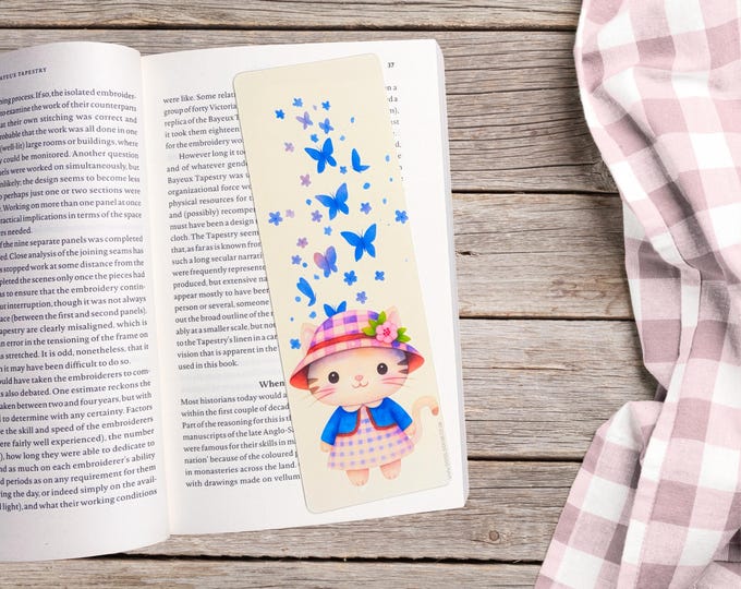 Featured listing image: Kitten Bookmarks for Book Lovers | Illustrated Cat Reading Accessories