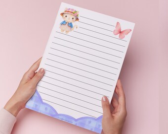Cat Letter Writing Set, Watercolour Kitten Stationery, A4 A5 Writing Paper,