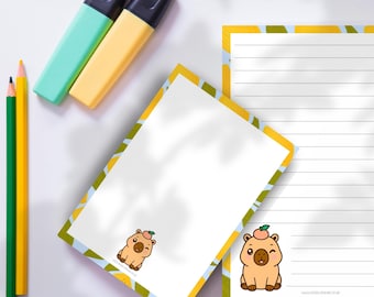 Capybara Letter Writing Set - A4/A5 Lined or Plain Writing Paper