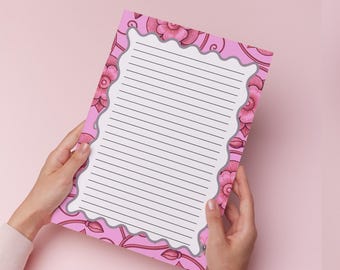 Pink Floral Writing Set - A4/A5 Lined or Plain Writing Paper