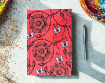 Personalised Charm Colourful Floral Notebook, Coloured Hardback and Softback Notebook 5x7/A5
