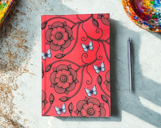 Featured listing image: Personalised Charm Colourful Floral Notebook, Hardback or Softback A5