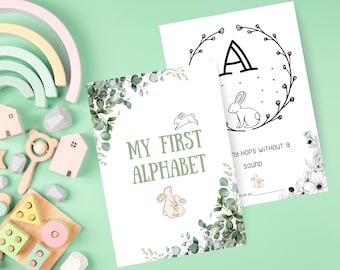 Bunny Baby Shower Game: Alphabet Colouring Activity (Instant Download)