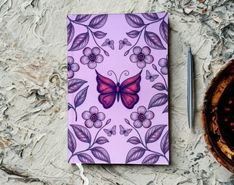 Personalised Charm Colourful Butterfly Notebook, Coloured Hardback and Softback Notebook 5x7/A5