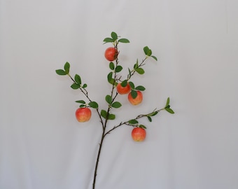 Artificial Apple Branch with Leaves, Faux Apple Stem, Indoor Fruit Plant, Home Floral Decor, Fall Arrangements, Rustic Centerpieces, Gift