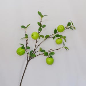 Artificial Green Apple Branch with Realistic Leaves, Faux Apple Fruit Stem, Floral Arrangements, Realistic Apple Plant Decor, Home Floral