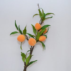 Artificial Peach Branch, Faux Peach Stem, Realistic Peach Tree Branch, Lifelike Fruit Decor, Summer Home Peach Accent, Home Floral Decor