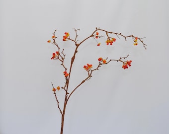 Artificial Bittersweet Berry Branch, Faux Berry Stem for Autumn Floral Decor, Rustic Arrangements, Fall Centerpieces,Realistic Wild Berry