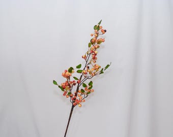Artificial Holly Berry Branch, Faux Winter Berry Stem with Green Leaves, Home Floral Decor, Wedding Bouquet, Flower Arrangement Centerpiece