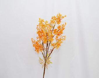 Artificial Nandina Berry Branch Orange, Heavenly Bamboo Fruits, Faux Fall Berry Stem, Autumn Floral, Wedding Decor, Rustic Home Arrangement