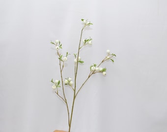 Artificial Crabapple Stem, Lifelike Faux White Berry Branch, Realistic Snowberry Stem for Home Decor, Floral Arrangements, Table Centerpiece