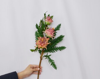 Artificial Artichoke Stem with Leaves, Faux Greenery Stem for Rustic Kitchen Decor, Farmhouse Floral Arrangements, Home Flower Centerpiece