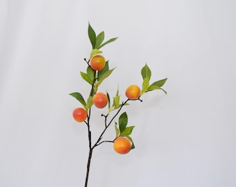 Artificial Plum Branch with Leaves, Faux Fruit Stem, Real Touch Plum Decor, Rustic Farmhouse Vase Filler, Summer Orchard Décor, Home Floral