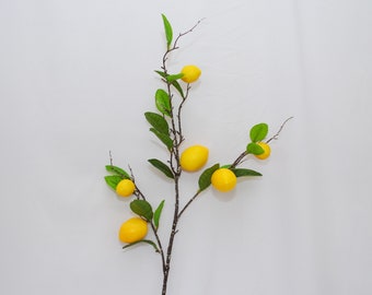 Artificial Lemon Branch, Faux Citrus Tree Stem, Realistic Yellow Lemon Fruit Decor, Decorative Lemon Spray, Floral Arrangement, Home Plant