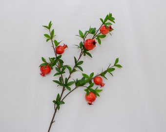 Artificial Pomegranate Branch, Faux Pomegranate Stem, Realistic Pomegranate Decor, Home and Event Decoration, Decorative Fall Fruit Branch
