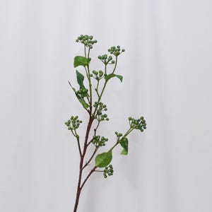 Artificial Ivy Berry Branch, Faux Green Berry Stem with Leaves for Vase Decor, Rustic Floral Arrangement, Fall Wedding, Home Decoration