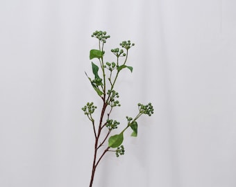 Artificial Ivy Berry Branch, Faux Green Berry Stem with Leaves for Vase Decor, Rustic Floral Arrangement, Fall Wedding, Home Decoration