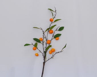 Artificial Orange Citrus Branch, Faux Fruit Tree Stem, Realistic Orange Branch, Home and Event Decor, Citrus Plant Decoration, Floral Filler