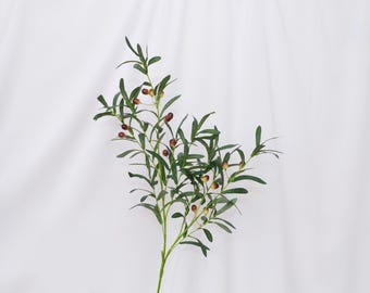 Branches de feuilles d'olivier artificielles avec fruits, tiges d'olivier réalistes pour vase, arrangement de décoration imitation verdure, pièce maîtresse florale de mariage