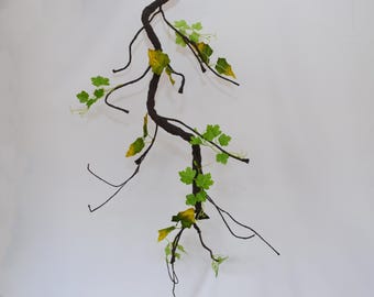 Artificial Grapevine Branch with Leaves, Faux Grape Vine Wall Decor, Rustic Hanging Greenery, Wedding Floral Arrangement, Home Plant Accent