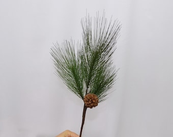 Artificial Pine Branch with Pinecone, Faux Pine needle Evergreen Stem, Winter Greenery, Home Floral Decor, Wedding Arrangement Centerpiece
