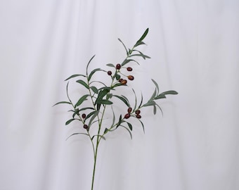 Artificial Olive Branch with Fruit,  Faux Olive Leaves Stem, Realistic Olive for Home Floral Decor, Wedding Arrangement, Table Centerpiece