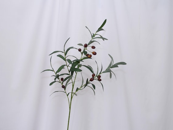 Artificial Olive Branch with Fruit,  Faux Olive Leaves Stem, Realistic Olive for Home Floral Decor, Wedding Arrangement, Table Centerpiece