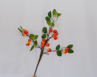 Artificial Crabapple Berry Branch, Faux Small Apple Fruit Stem, Fall Home Decor, Table Centerpiece, Rustic Floral Arrangement, Indoor Plant