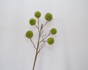 Artificial Horse Chestnut Branch, Decorative Green Spiny Ball Stem, Rustic Fall Decor, Floral Arrangement Centerpiece, Nature Fruit Accent