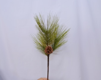 Artificial Pine Branch with Pinecone, Faux Pine Needles, Winter Greenery for Rustic Christmas Décor, Holiday Centerpiece, Floral Arrangement