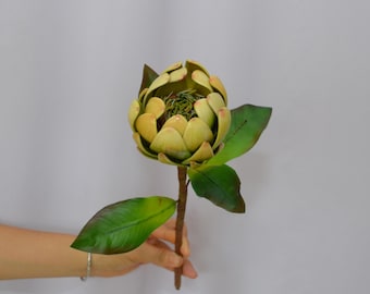 Artificial Artichoke Stem with Leaves, Thistle Flower, Faux Vegetable, Kitchen Decor, Vase Fillers, Table Centerpieces, Wedding Arrangements