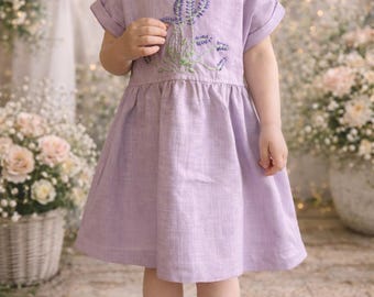 Leinenkleid für Kinder - Handgenäht und bestickt