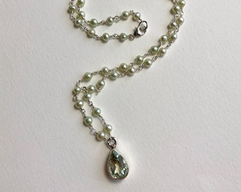 Pearl and Green Amethyst Necklace