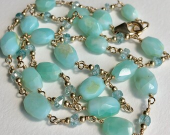 Chrysoprase and Apatite Necklace
