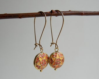 Pink and Gold Cloisonne Earrings