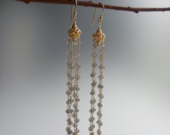 SALE - Labradorite Chandelier Earrings