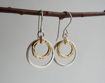 Gold and Silver Ring Earrings
